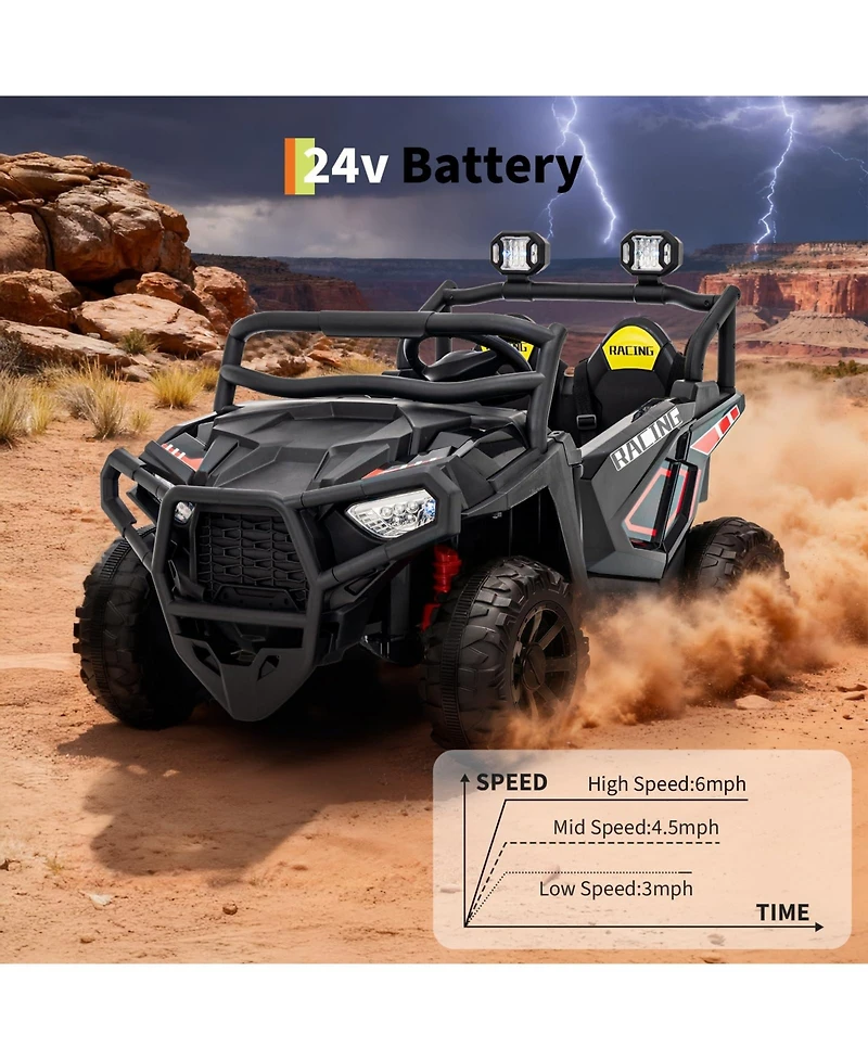 homfan 2-Seater Electric Utv Ride-On Truck with Remote Control, Led Lights & 4-Wheel Suspension, 120 lb Capacity, Ages 2+