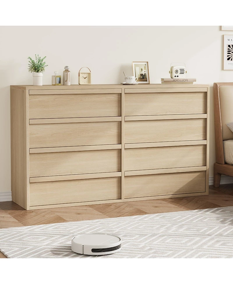 homfan Large 8 Drawer Dresser for Bedroom, Modern Wooden Chest, Spacious Organizer for Living Room, Nursery, Entryway, Hallway, Closet