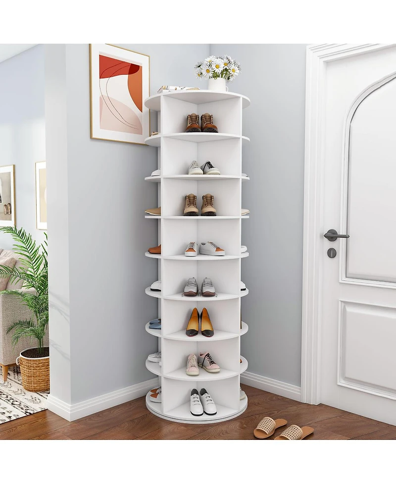 Streamdale Furniture 8-Tier Rotating Shoe Rack Tower 360 Spinning Organizer (Holds 32 Pairs)