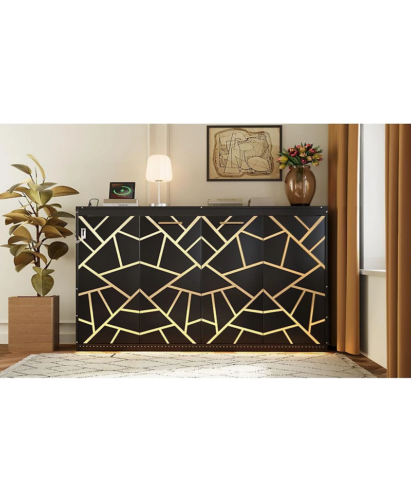 Streamdale Furniture Modern Murphy Bed with Led, Usb