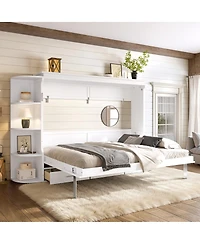 Streamdale Furniture Queen Murphy Bed with Shelf, Cabinets, Drawer