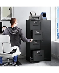 Streamdale Furniture 4-Drawer Metal Filing Cabinet with Storage Locker