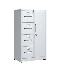 Streamdale Furniture Vertical Steel File Cabinet with Lock, 4 Drawers, 1 Door