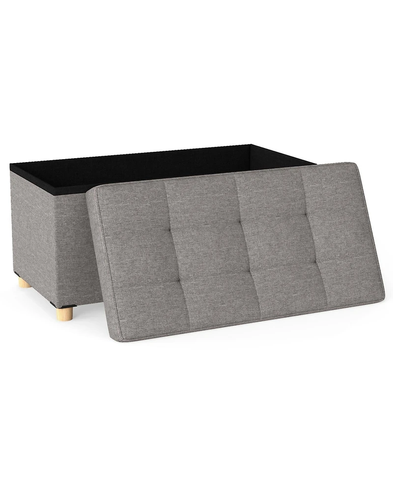 Sugift 30 in. Storage Ottoman Bench with Flip Top Tray and Solid Rubber Wood Legs