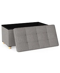 Sugift 30 in. Storage Ottoman Bench with Flip Top Tray and Solid Rubber Wood Legs
