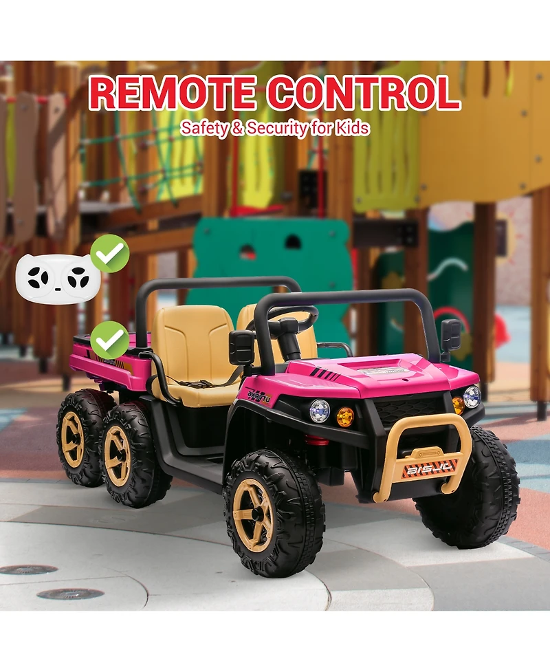 homfan 24V 2-Seater Ride-On Dump Truck 4WD with Remote Control, 110-Lb. Capacity, Ages 3–8