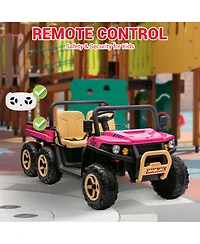 homfan 24V 2-Seater Ride-On Dump Truck 4WD with Remote Control, 110-Lb. Capacity, Ages 3–8