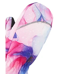 Deux par Deux Little and Big Girl(6-16) Play Winter Mittens Mauve Flower Print