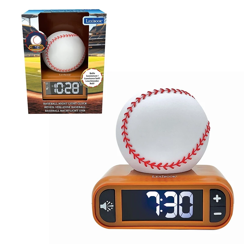 Lexibook , Baseball, Baseball Nightlight Alarm Clock, Sounds and Melodies, Lcd Backlit screen, Luminous, Snooze, RL800BL