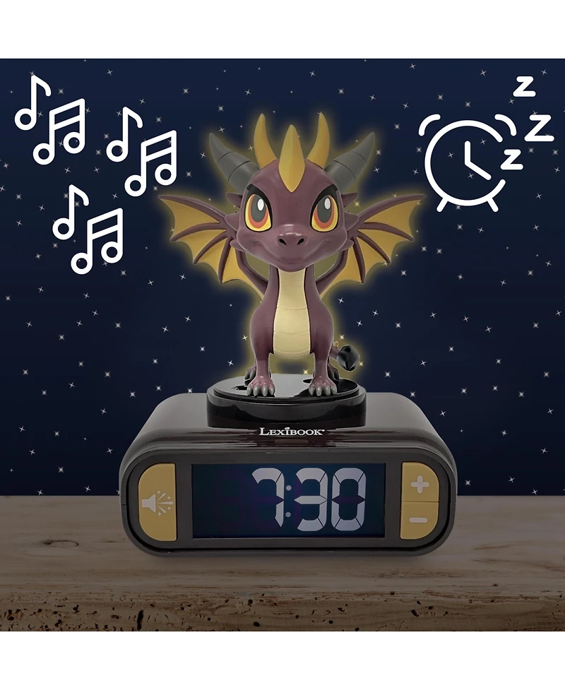 Lexibook , Alarm Clock, Dragon Night Light with Sound Effects, RL800DRA