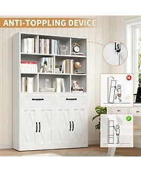 Boyel Living Tall Bookcase Storage Cabinet with Drawers and Doors Metal Organizer