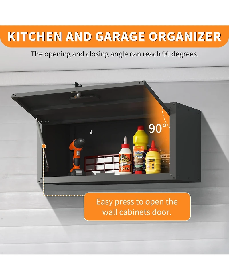 Boyel Living Wall Mounted Storage Cabinet Garage Steel Adjustable Shelf Locking Door