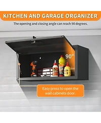 Boyel Living Wall Mounted Storage Cabinet Garage Steel Adjustable Shelf Locking Door