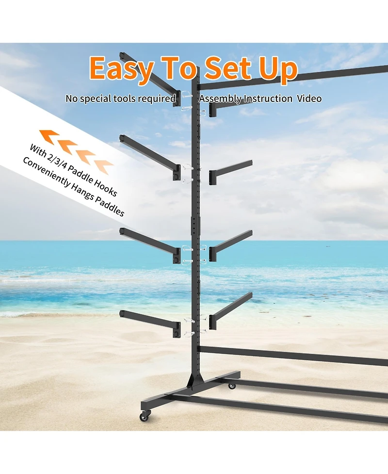 Boyel Living Steel Kayak Storage Rack Vertical 8 Capacity Adjustable Shelves Heavy Duty