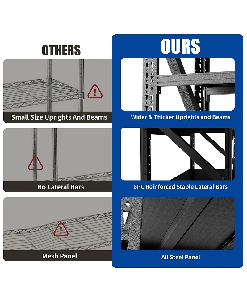 Boyel Living Heavy Duty Storage Rack 4000lb Capacity 4 Shelf Adjustable Steel