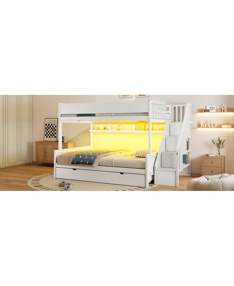 Streamdale Furniture Bunk Bed Storage, Stairs, Trundle, Led