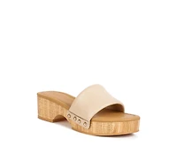 Minny Women Textured Heel Leather Slip On Sandals