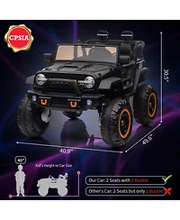 homfan 24v 2 Seater Electric Ride On Truck, 4 Wheel Battery Powered Car Toy with Remote Control for Boys and Girls Ages 3 to 8