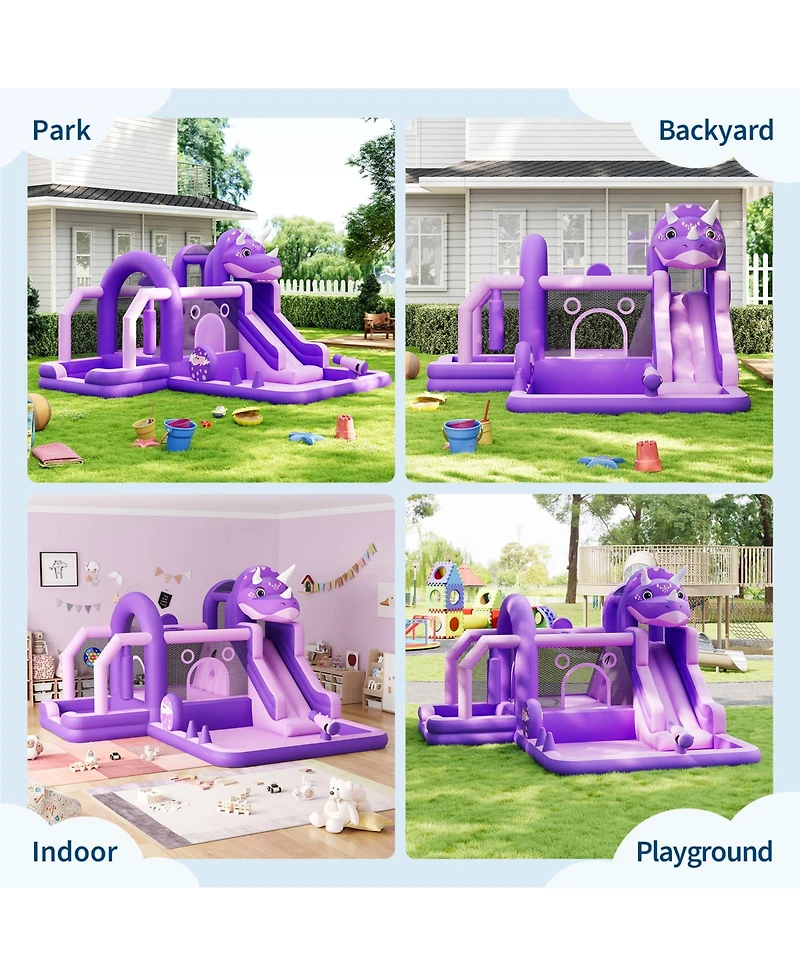 homfan Dinosaur Bounce House, 148"L x 150"W x 100"H, Oxford Cloth with Slide & Climbing Wall, 250 Lbs Capacity, Ages 3+