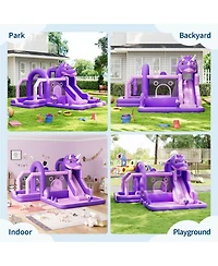homfan Dinosaur Bounce House, 148"L x 150"W x 100"H, Oxford Cloth with Slide & Climbing Wall, 250 Lbs Capacity, Ages 3+
