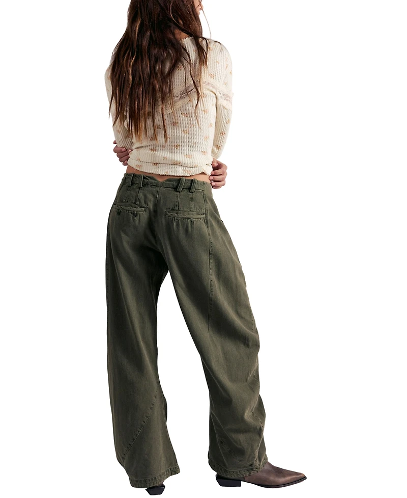 Free People Women's Mid-Rise Slouchy Barrel-Leg Trousers