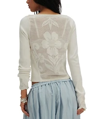 Free People Women's Delilah Semi-Sheer Knit Long-Sleeve Top