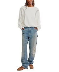 Free People Women's Love Lace Oversized Pull-On Sweatshirt