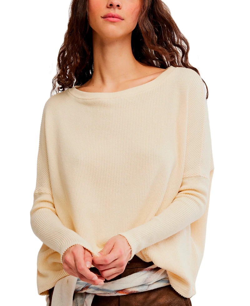Free People Women's Latte Blues Thermal Long Sleeve Top
