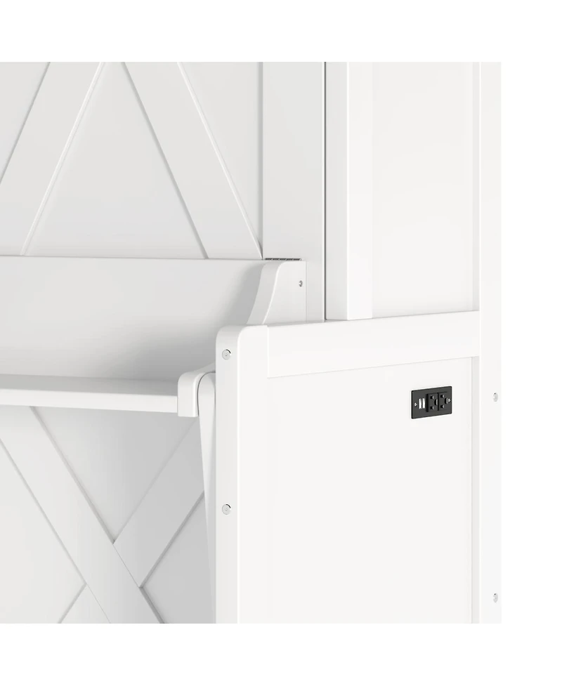 Streamdale Furniture Murphy Bed with a desk, Usb Charging Station, Led Lights