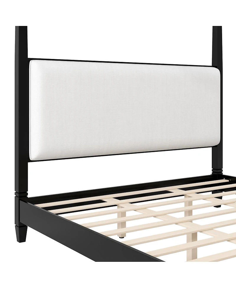 Streamdale Furniture Canopy Bed with Upholstered Headboard and Slats