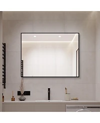 Busdays 24 x 32 Inch Aluminum Framed Bathroom Mirror Hd Copper Free Silver Wall Mirror Horizontal Vertical Hanging for Bathroom Entryway Dressing Room