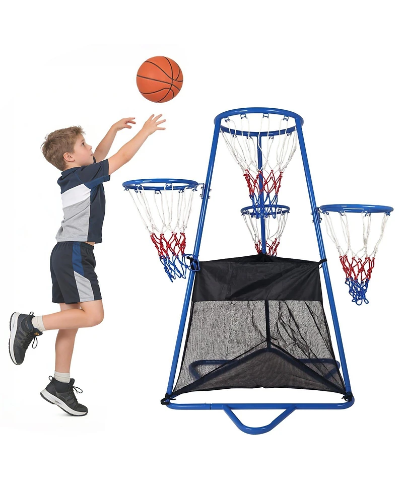 homfan 4 Hoop Basketball Toy Set, Toddler Sports Game with Adjustable Height and 4 Balls for Kids Ages 3 to 6
