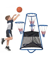 homfan 4 Hoop Basketball Toy Set, Toddler Sports Game with Adjustable Height and 4 Balls for Kids Ages 3 to 6
