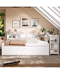 Streamdale Furniture Twin Daybed With Trundle, Storage, Shelves and Desk