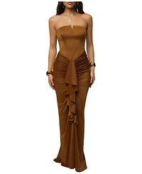 Jluxlabel Women's Isabella Strapless Ruched Maxi Gown