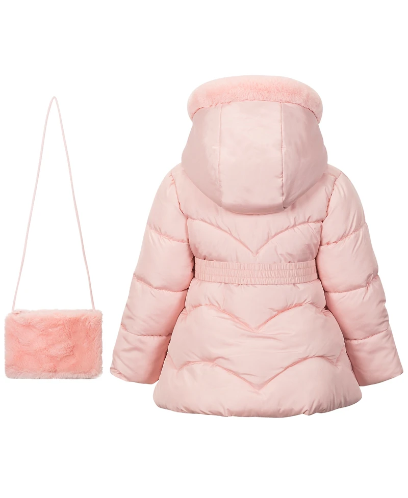 S Rothschild & Co Toddler Girls' 2T-5T Long-Sleeve Belted Coat With Purse
