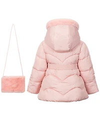 S Rothschild & Co Toddler Girls' 2T-5T Long-Sleeve Belted Coat With Purse