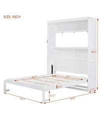 Streamdale Furniture Queen Size Murphy Bed Wall Bed with Shelves