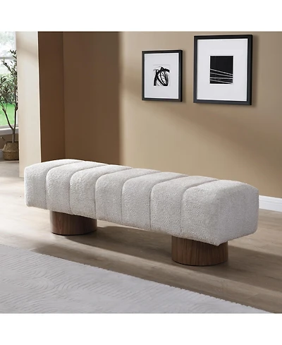 sumyeg Upholstered Dining Bench for Bedroom Entryway or Living Room with Boucle Fabric,300lbs Capacity