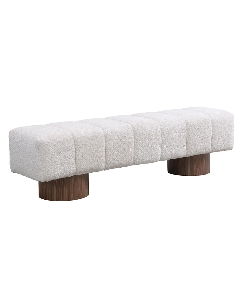sumyeg Upholstered Dining Bench for Bedroom Entryway or Living Room with Boucle Fabric,300lbs Capacity