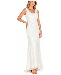 Lara Women's Beaded Cowl-Back Draped Wedding Gown