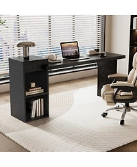 Streamdale Furniture Modern Wood Grain 2-Tier Sofa Side Table