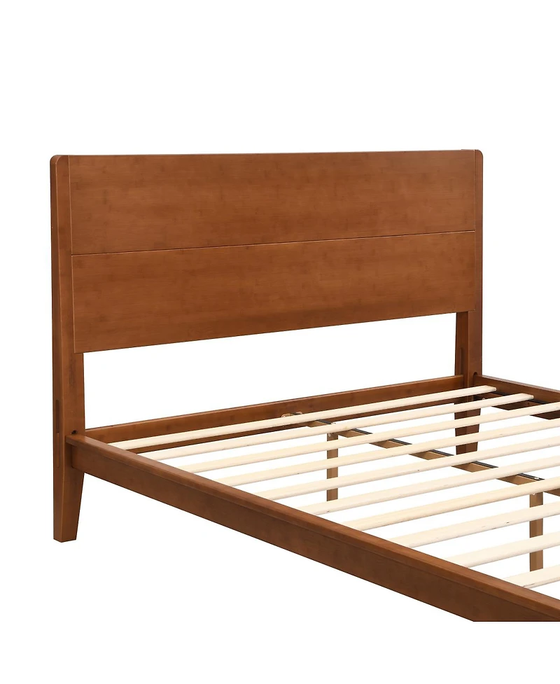 Streamdale Furniture Mid-Century Modern 12'' Bamboo Queen Platform Bed with Wood Slat Support