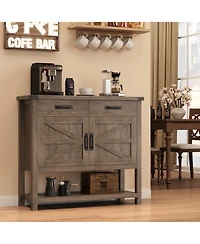 homfan Farmhouse Console Table with 2-Door Cabinet, 2 Drawers and Storage Shelf