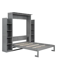 Streamdale Furniture Murphy Bed With Shelves and Led Lights