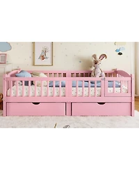 Streamdale Furniture Platform Bed with Storage and Guardrails