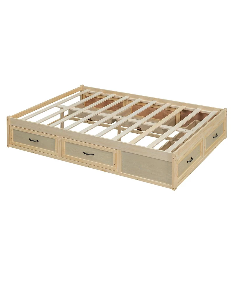 Streamdale Furniture Twin Floor Bed With Storage, Stairs and Rails