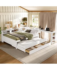 Streamdale Furniture Wood Daybed with Trundle, Storage, Shelves and Desk