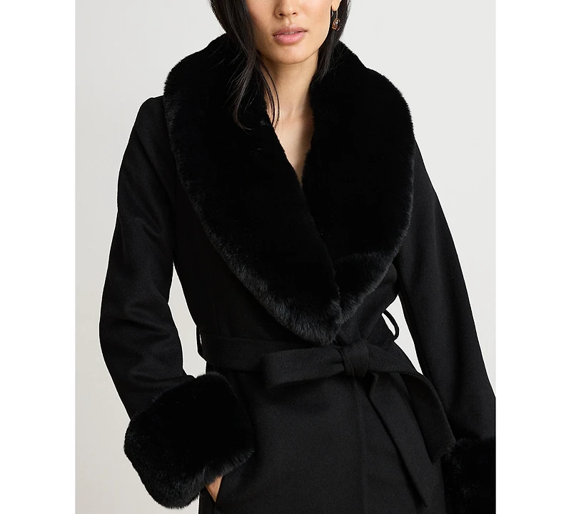 Lauren Ralph Women's Wool-Blend Wrap Coat