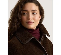 Lauren Ralph Women's Pleather Trim Sherpa Jacket